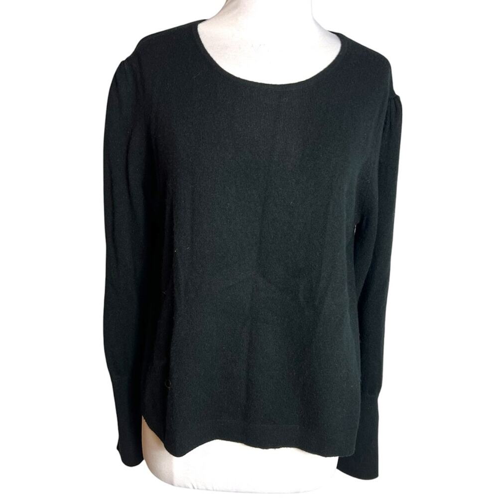 Kinross Cashmere puff sleeve sweater black Sz‎ XL